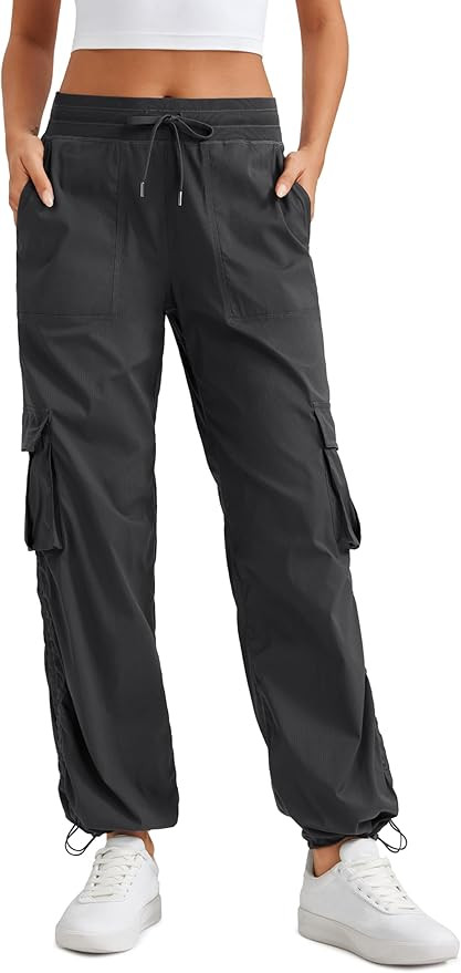 CRZ YOGA Lightweight Casual Cargo Pants for Women 30" Adjustable Ruched Straight Leg Travel Worko... | Amazon (US)