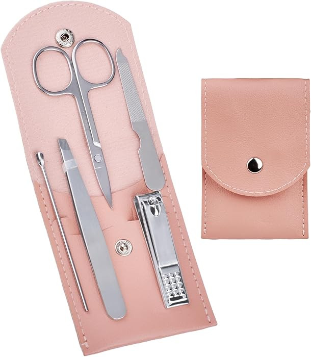 Travel Manicure Set Professional Nail Clipper Kit-5 Pieces Stainless Steel Manicure Kit, Women Me... | Amazon (US)