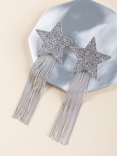 Rhinestone Star & Tassel Decor Earring Jackets | SHEIN