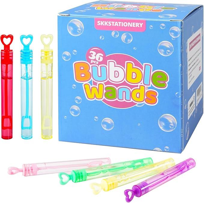 SKKSTATIONERY 36 Pcs Mini Bubble Wands, 6 Colors, Party Favors, Outdoor Christmas Bubble Blower f... | Amazon (US)