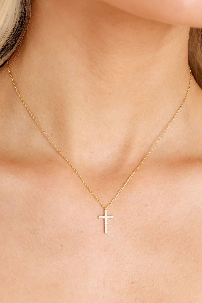 Divine Charm Gold Cross Necklace | Red Dress 