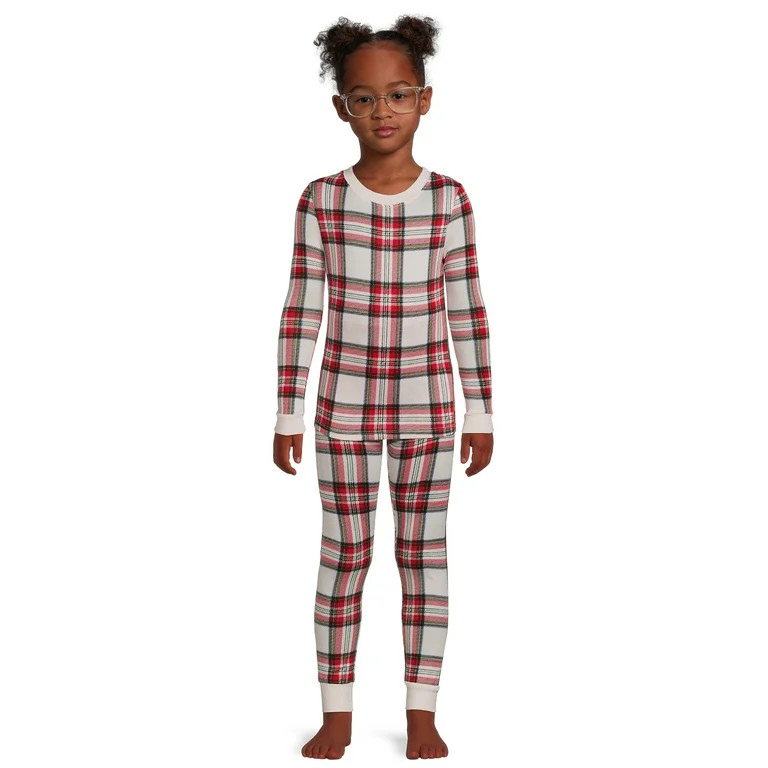 Holiday Time Girls Tight Fit Long Sleeve Sleepwear Pajama Top and Pants, 2-Piece Set, Sizes 4-10 | Walmart (US)