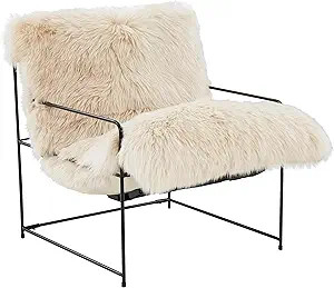 Tov Furniture Kimi Natural Genuine Sheepskin Upholstered Living Room Accent Chair | Amazon (US)