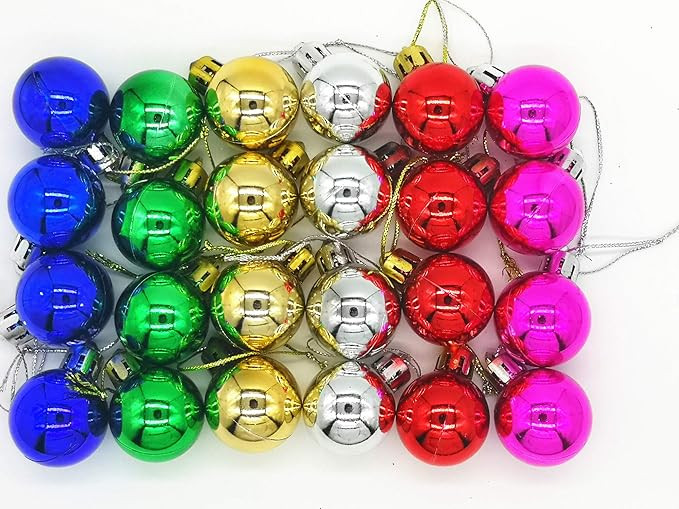 24 Pack Christmas Balls Ornaments Mini Shatterproof Ball for Christmas Tree Decorations 1.2 Inch ... | Amazon (US)