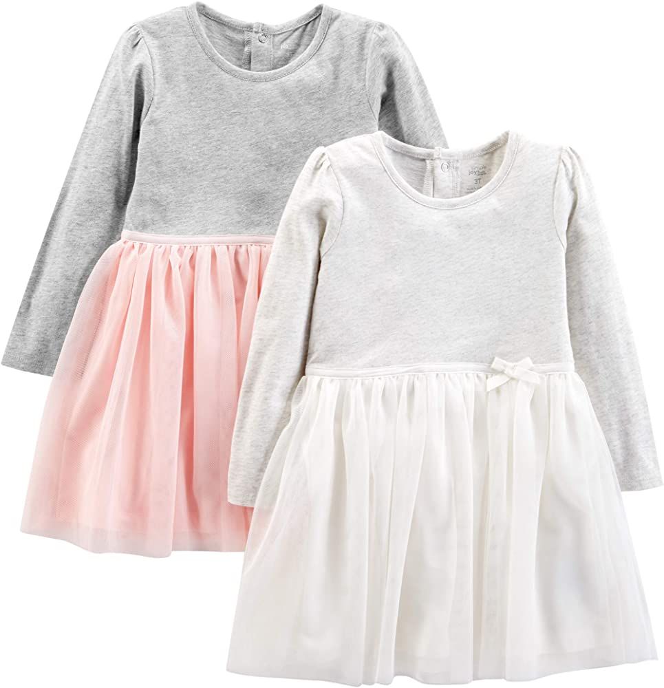 Simple Joys by Carter's Toddler Girls' Long-Sleeve Dress Set with Tulle, Pack of 2 | Amazon (US)