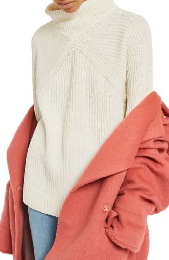 Women's Topshop Diamond Stitch Turtleneck Sweater, Size 2 US (fits like 0) - Ivory | Nordstrom
