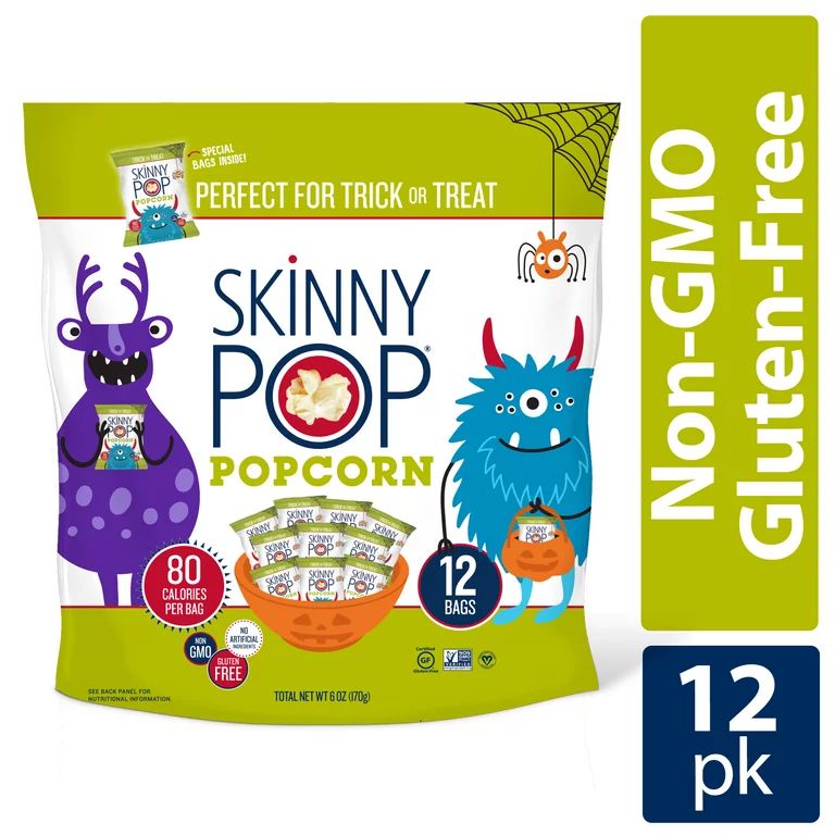 SkinnyPop Original Popcorn, Halloween Snack Pack, Gluten-Free, 12 Ct, 0.5 oz | Walmart (US)