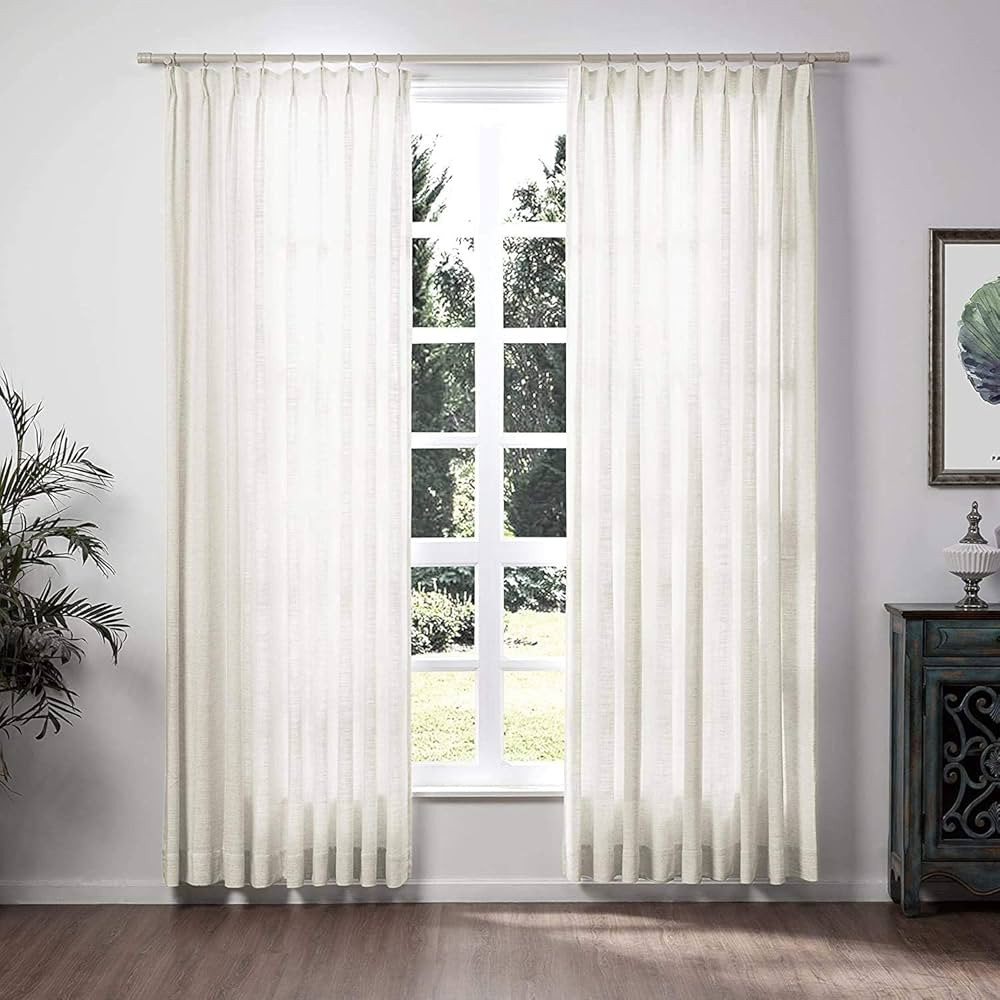 TWOPAGES 52 W x 96 L inch Pinch Pleat Darkening Drape Faux Linen Curtain Drapery Panel for Living... | Amazon (CA)