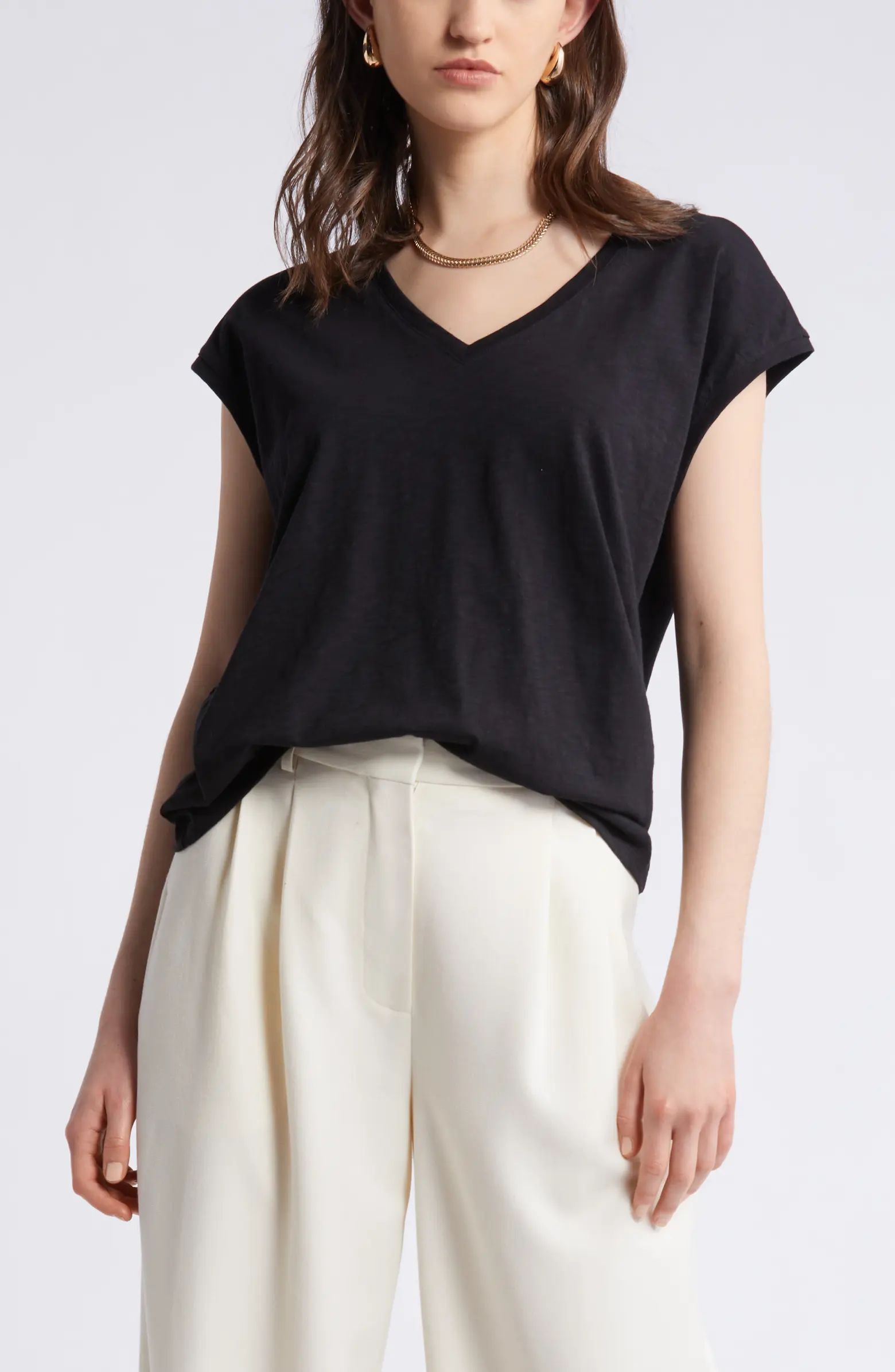 Sleeveless V-Neck Cotton T-Shirt | Nordstrom