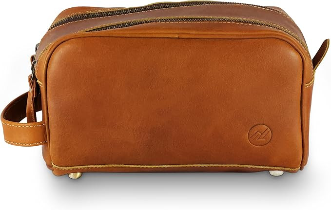 Full Grain Leather Toiletry Bag For Men - Travel Bag, Shaving Kit Bag & Toiletry Organizer (Doubl... | Amazon (US)