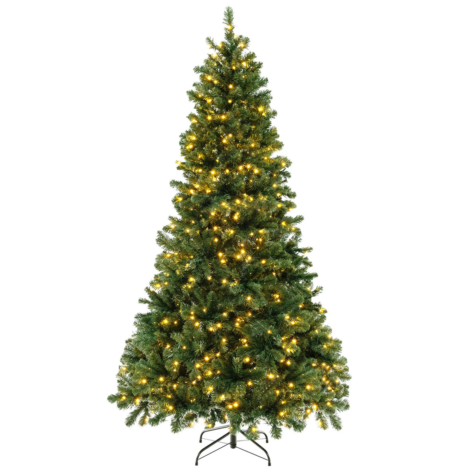 Gymax 7 FT Pre-Lit Artificial Christmas Tree Hinged Xmas Tree w/1188 Branch Tips & 700 Warm-White... | Walmart (US)