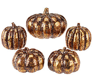 5-Piece Glitter Pumpkins by Valerie | QVC