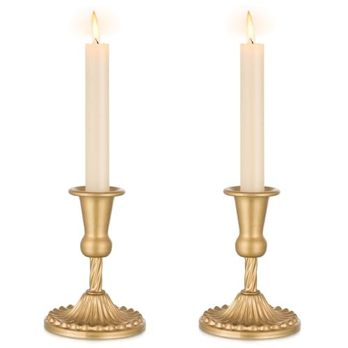 Gold Candle Holders Brass Candlestick Holders: 2 Pcs Taper Candle Holders, Candle Holders for Candlesticks Tapered Gold Candle Holders Wedding Party Chrismas Mantel Home Decor | Amazon (US)