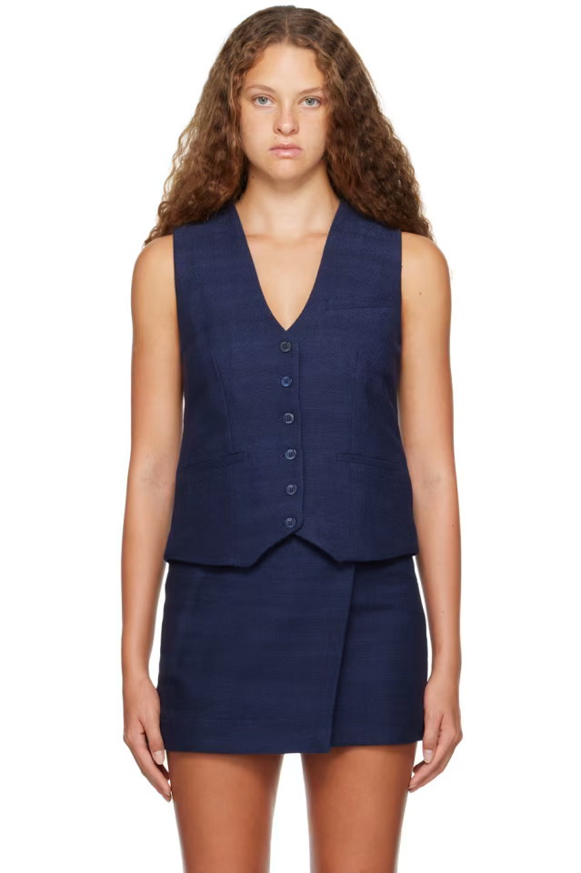 Staud - Navy Brett Vest | SSENSE