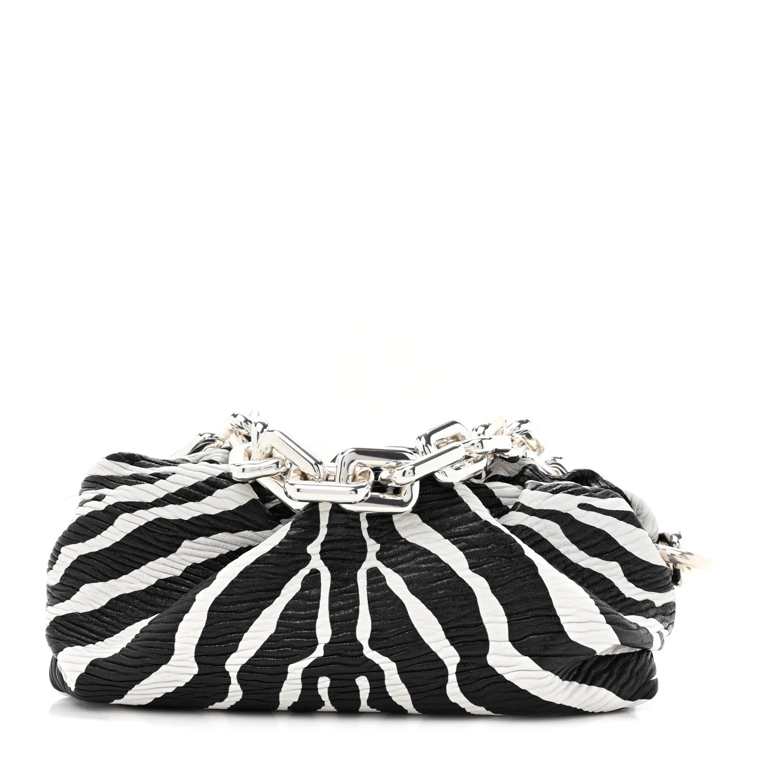 Nappa Zebra Print The Pouch Oversized Clutch White Black | FASHIONPHILE (US)
