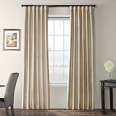 HPD Half Price Drapes PTCH-BO130907-96 Blackout Faux Silk Taffeta Curtain (1 Panel), 50 X 96, Ant... | Amazon (US)