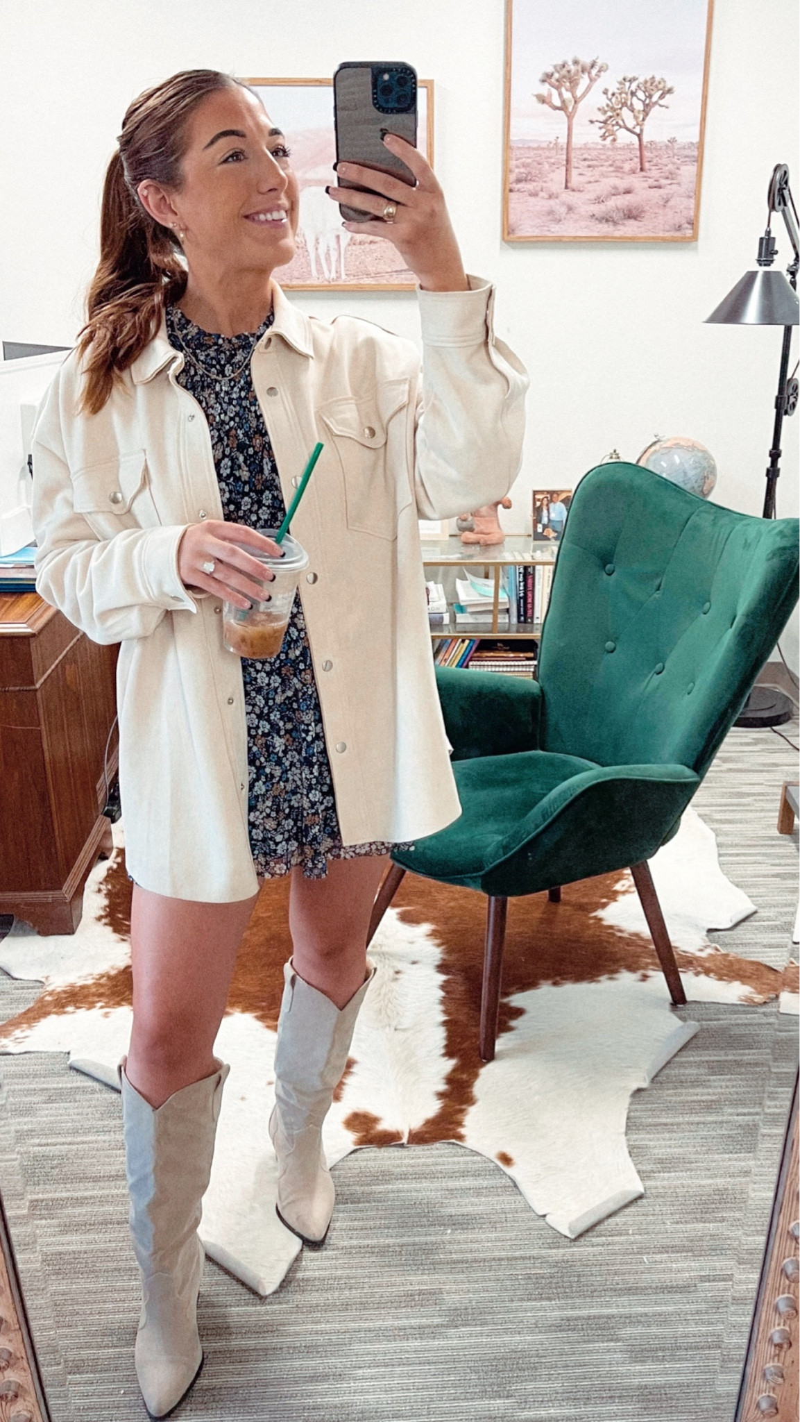 Fall florals are honestly the best yr round bc u can wear em spring, summer, and fall… im wearing an XS for shorter length and a medium in the suede shacket!! Boots are soo affordable compared to normal western boots 😍😍

#LTKFind #LTKworkwear #LTKSeasonal