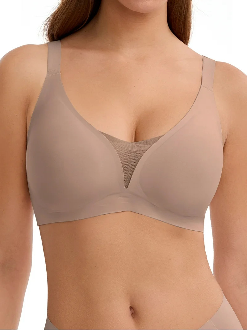 LUCKMEEY Deep V Seamless Bras for Women Cross-Back Straps Full Coverage Soft Wireless Bra | Walmart (US)