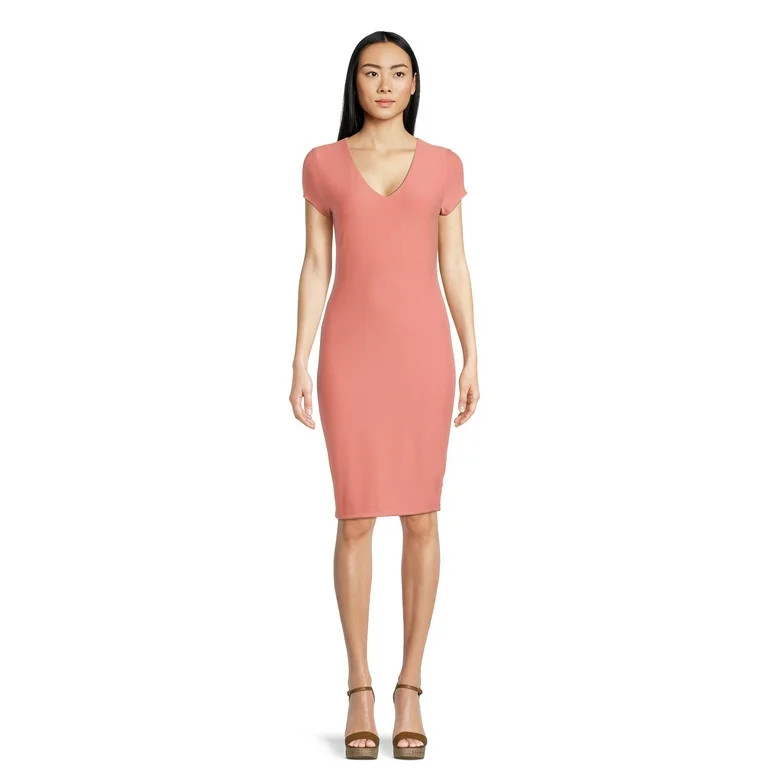 No Boundaries Juniors V-Neck Knit Dress | Walmart (US)