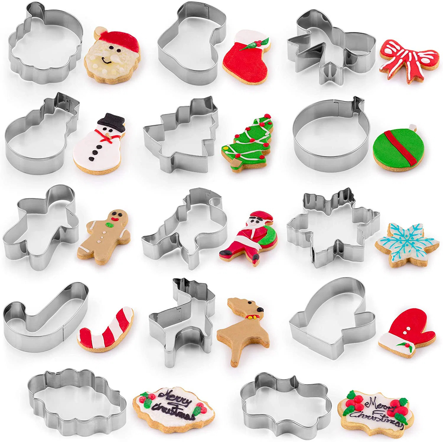 Zulay 14 Piece Non-Stick Kitchen Metal Christmas Cookie Cutters Set | Wayfair North America