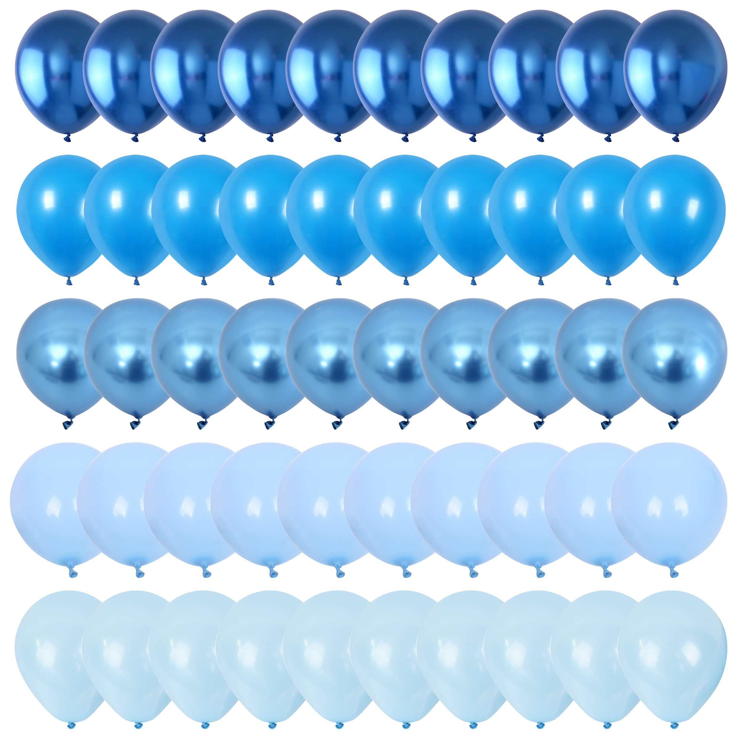 Blue Balloon Set, 60 Packs 12 Inches Metallic Chrome Blue Balloons Pearl Blue Balloons Macaron Ba... | Amazon (US)
