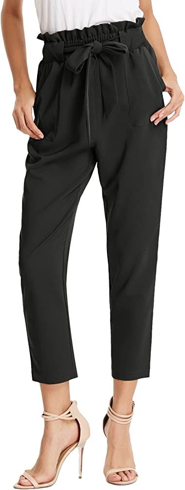 GRACE KARIN Women's Paper Bag Waist Pants Slim Fit Casual Office Pencil Pants Black XL at Amazon ... | Amazon (US)