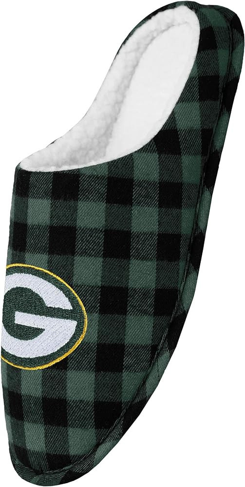 FOCO Men's NFL Sherpa Lined Buffalo Check Memory Foam Slippers | Amazon (US)
