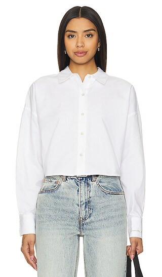 The Crop Ex-Boyfriend Shirt in White | Revolve Clothing (Global)