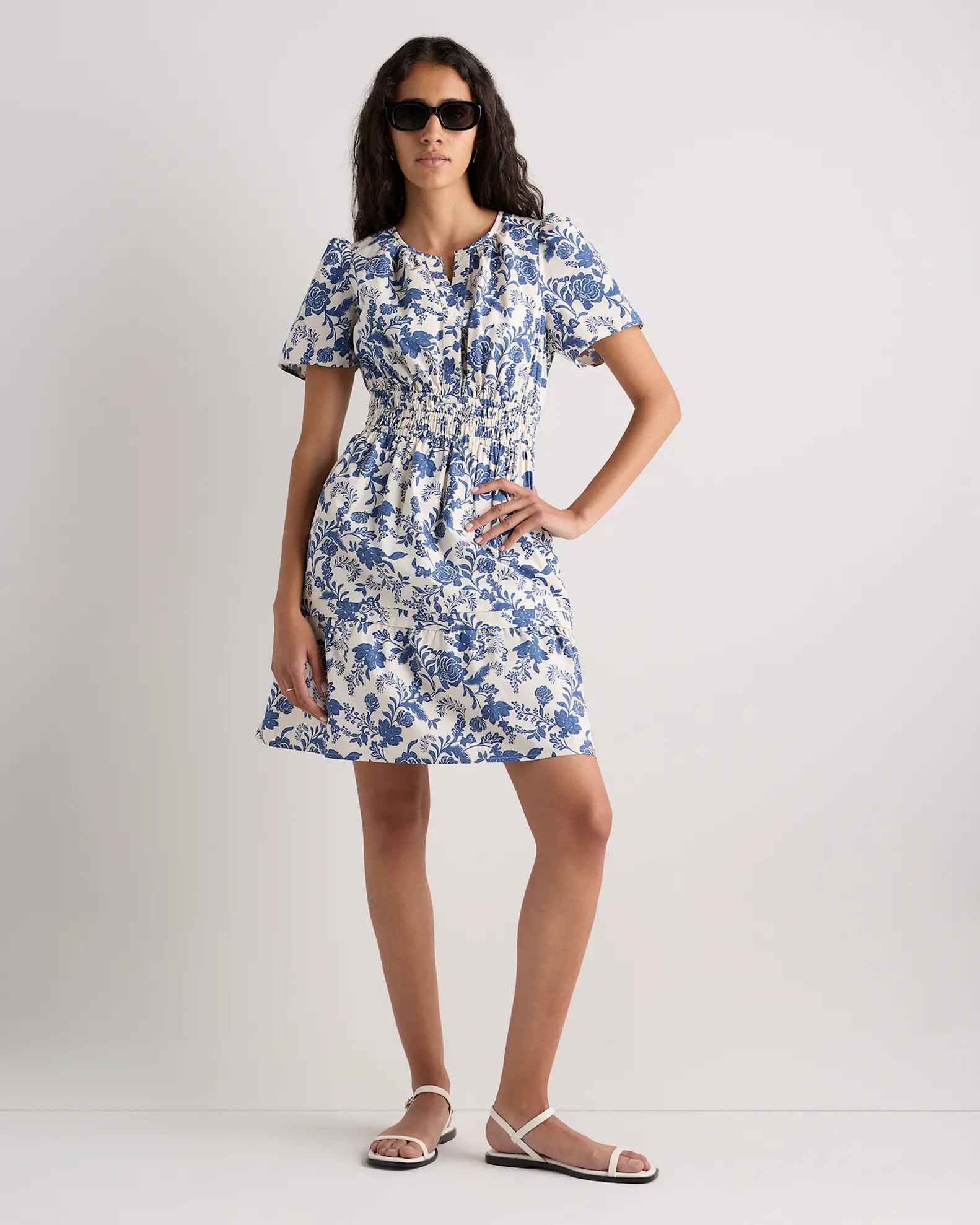100% Organic Cotton Poplin Tiered Mini Dress | Quince