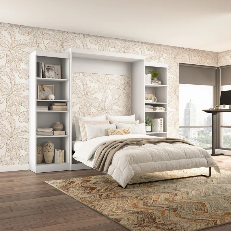 Arlex Murphy Bed and 2 Shelving Units, 115-inch Space-Saving Wall Bed with Storage | Wayfair North America