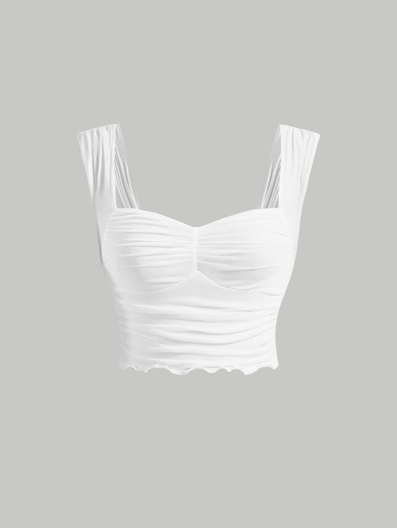 SHEIN MOD Casual Eenkleurig Tanktop & hemd Plooiingen Ruches | SHEIN