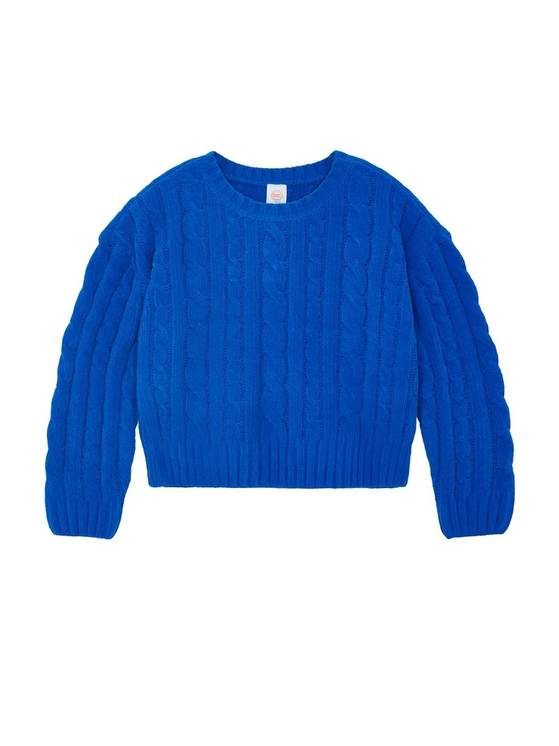Wonder Nation Girls Chenille Sweater with Long Sleeves, Sizes 4-18 & Plus | Walmart (US)