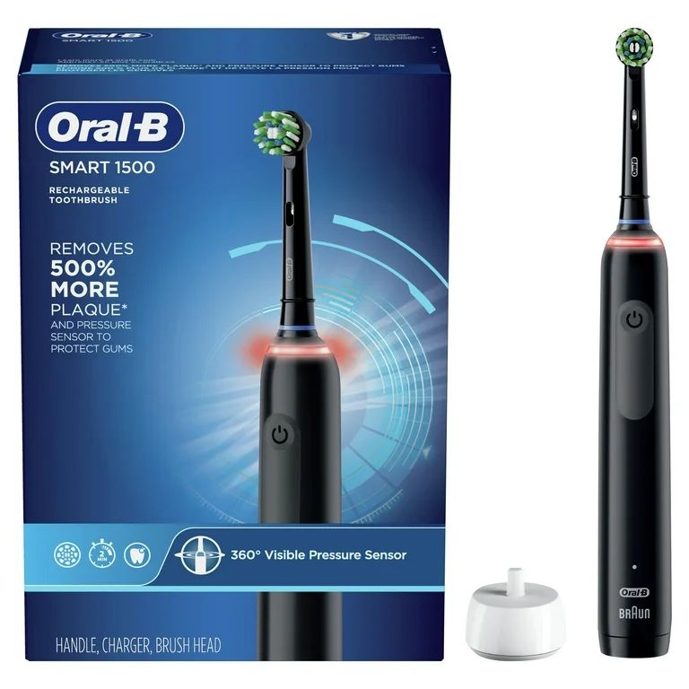 Oral-B Smart 1500 Rechargeable Electric Toothbrush, Black, 1 Ct | Walmart (US)