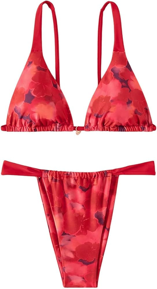 WDIRARA Women's 2 Piece Leopard Print Swimsuits Triangle High Waisted Bathing Suit Brazilian Biki... | Amazon (US)