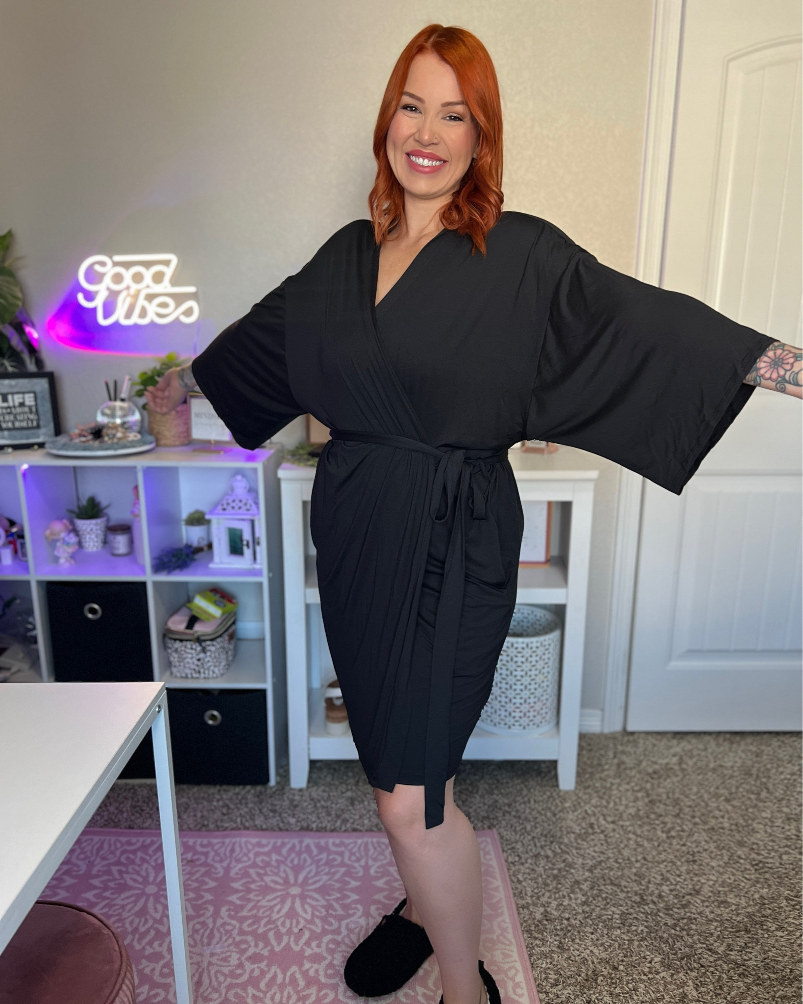 I LOVE THIS ROBE! The material is so soft, and not too heavy. I actually bought an XL and it’s perfectly. It ties on the inside, and has a tie for the outside. The pockets are deep, and the sleeves are extra wide and hit past my elbows. Joyspun at Walmart is always great quality! 

#LTKSummerSales #LTKFindsUnder50 #LTKMidsize