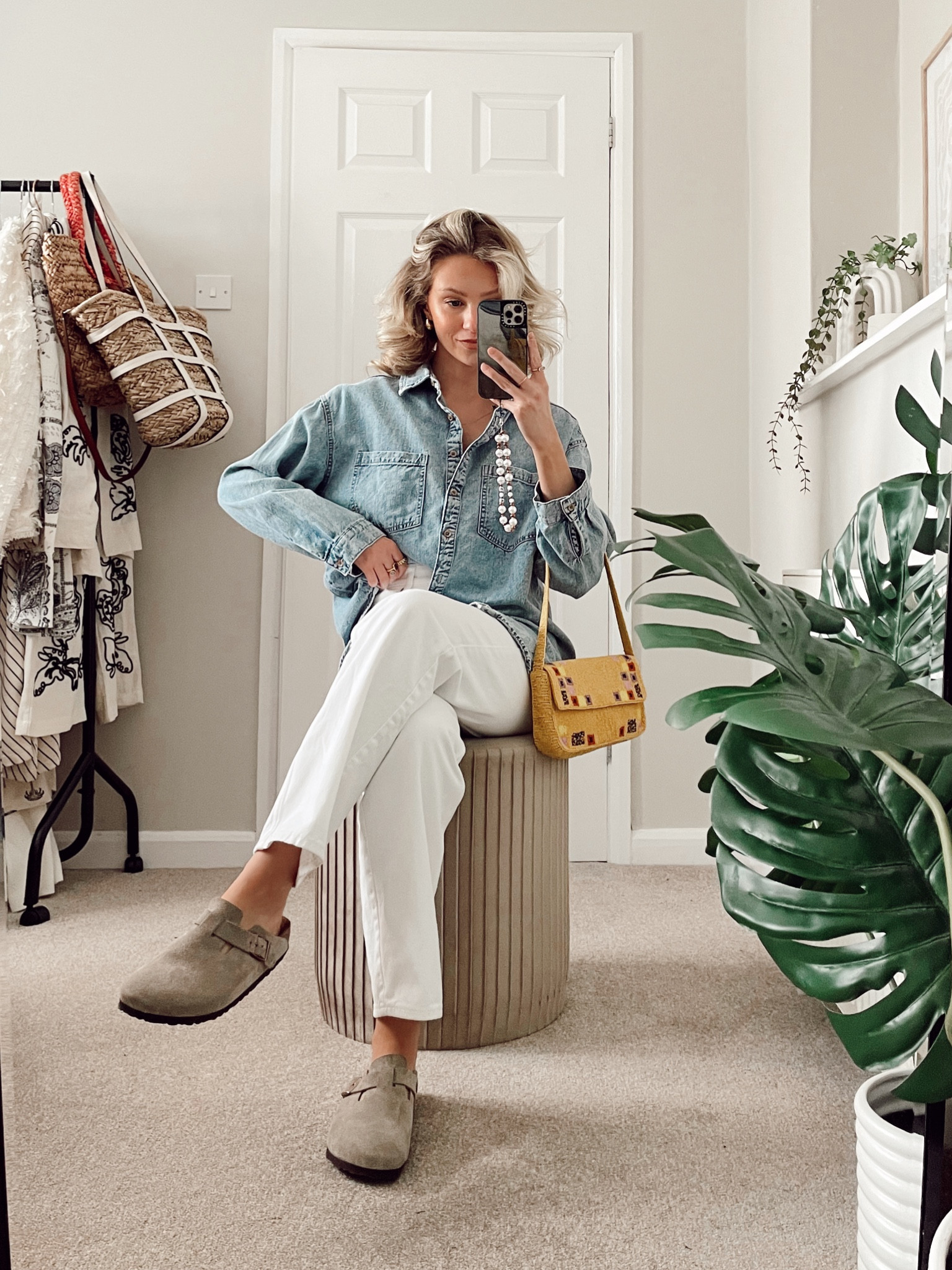 Spring outfit, Boston clogs, white jeans, denim shirt, beaded bag

#LTKstyletip #LTKeurope #LTKSeasonal