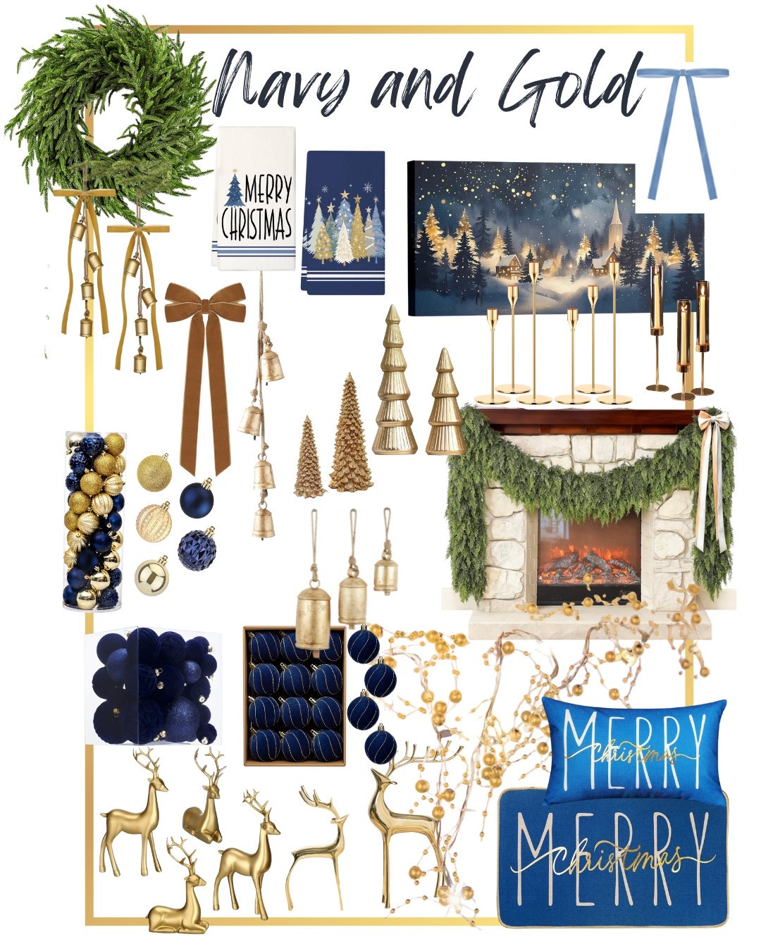 Navy and Gold Christmas 
Christmas Decor 
Holiday Home 
Blues and Golds 

#LTKSeasonal #LTKHome #LTKHoliday
