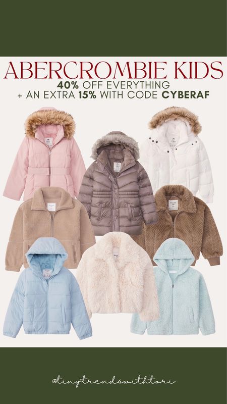 Abercrombie kids Black Friday deal — 40% off everything + 15% off with code CYBERAF

kids clothes, girls clothes, winter jackets, puffer, sherpa, gifts for her, gifts for kids 

#LTKGiftGuide #LTKkids #LTKCyberWeek