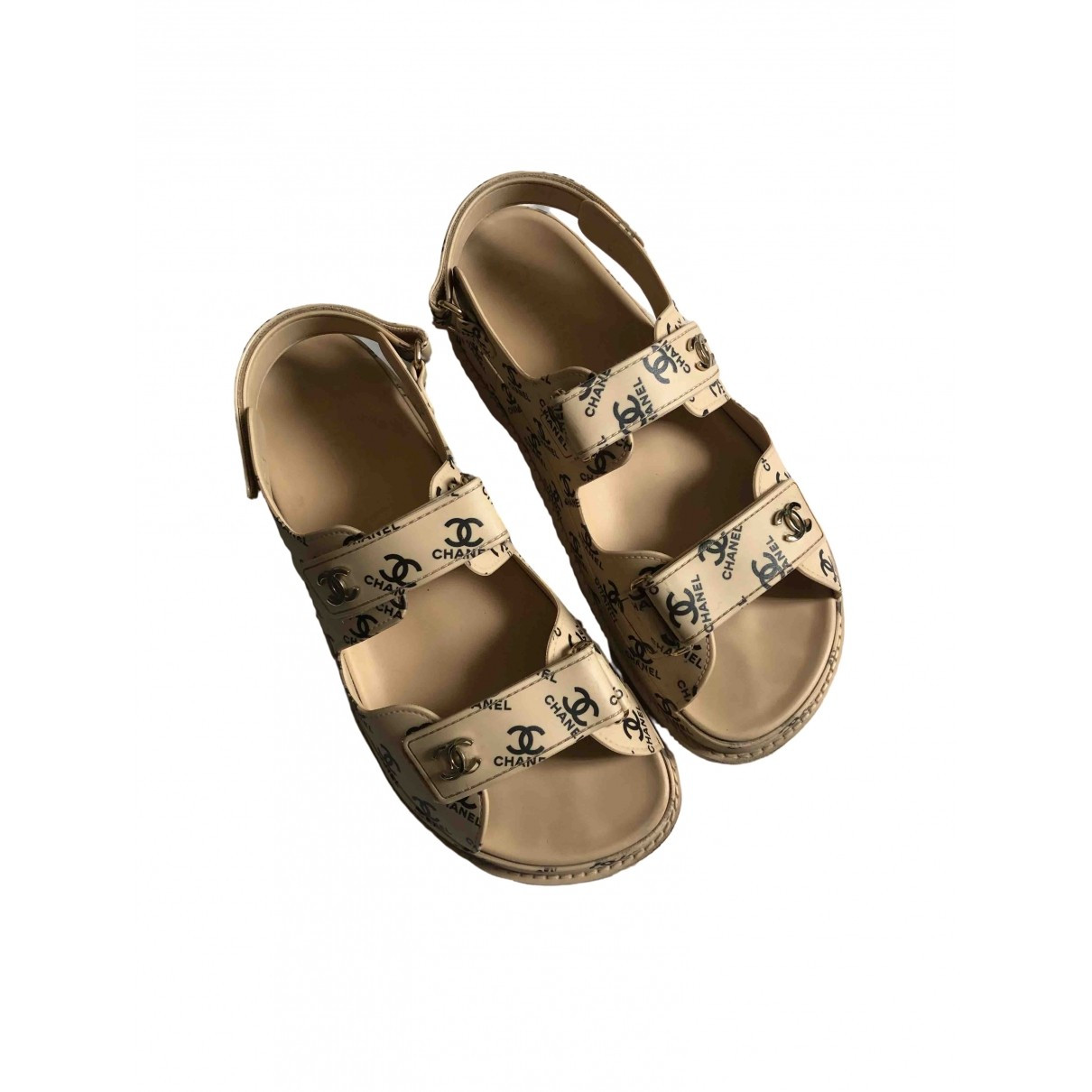 Chanel Dad Sandals Beige Rubber Sandals | Vestiaire Collective (Global)