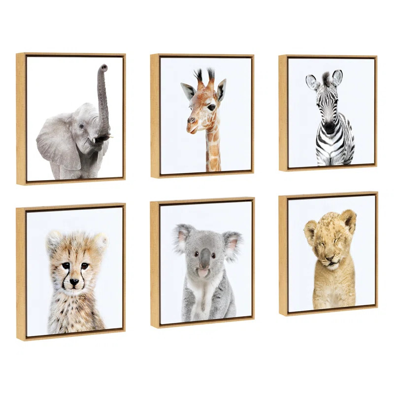 'Safari Animals' by Amy Peterson - Floater Frame Graphic Art Print on Canvas | Wayfair North America