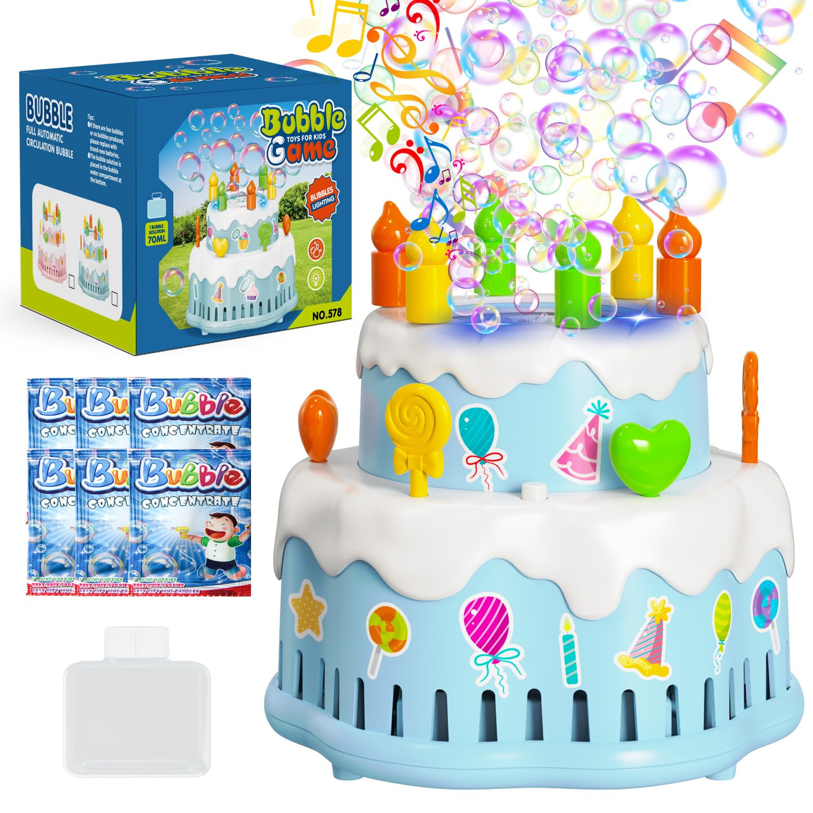 Birthday Cake Bubble Machine, Automatic Bubble Blower for Kids Boys Girls 10000+ Bubbles Per Minu... | Amazon (US)