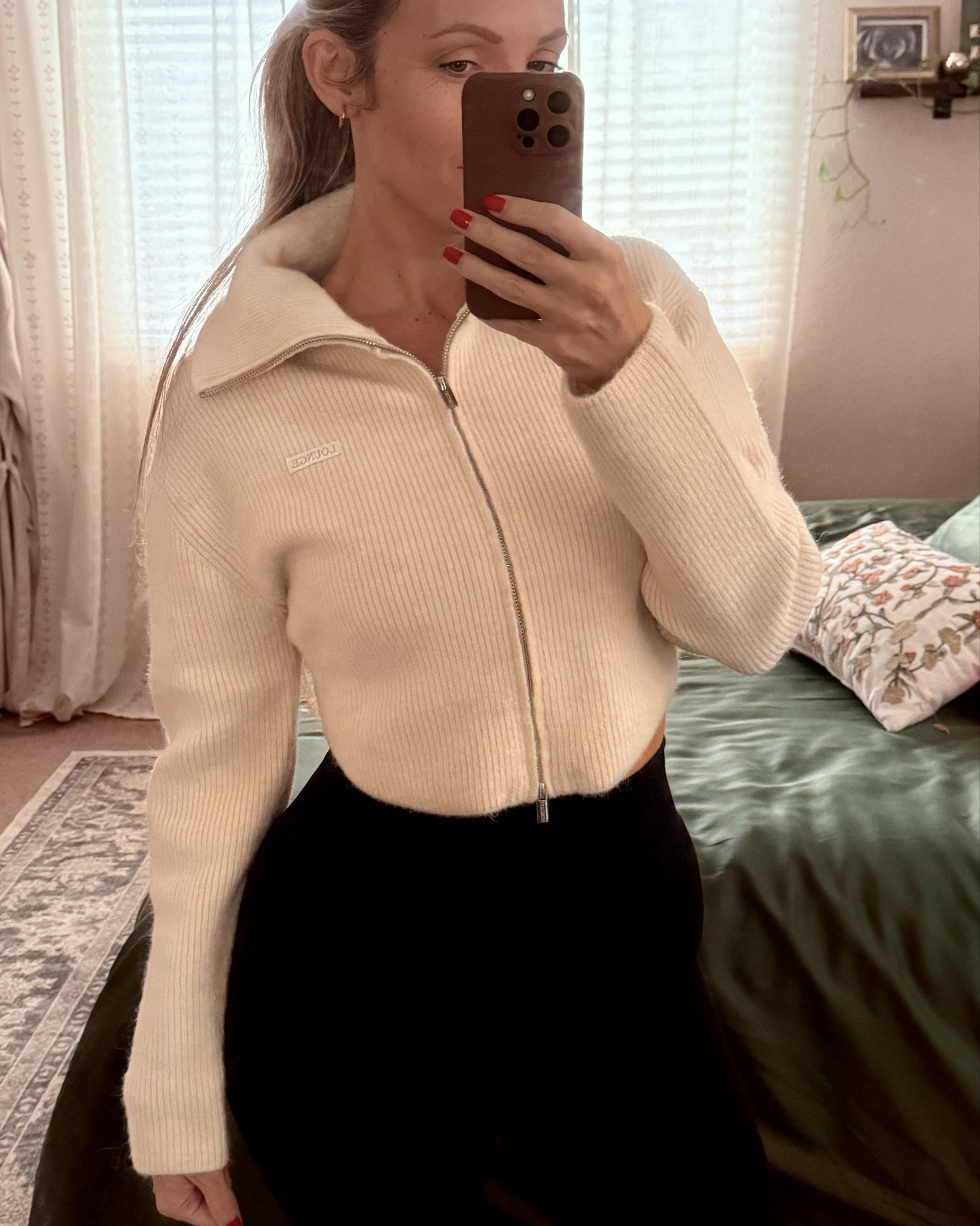 Cozied up in my Lounge cropped sweater to get our Christmas tree 🎄 I love the structured collar and the side slit on this top!

#LTKFindsUnder100 #LTKootd #LTKHoliday