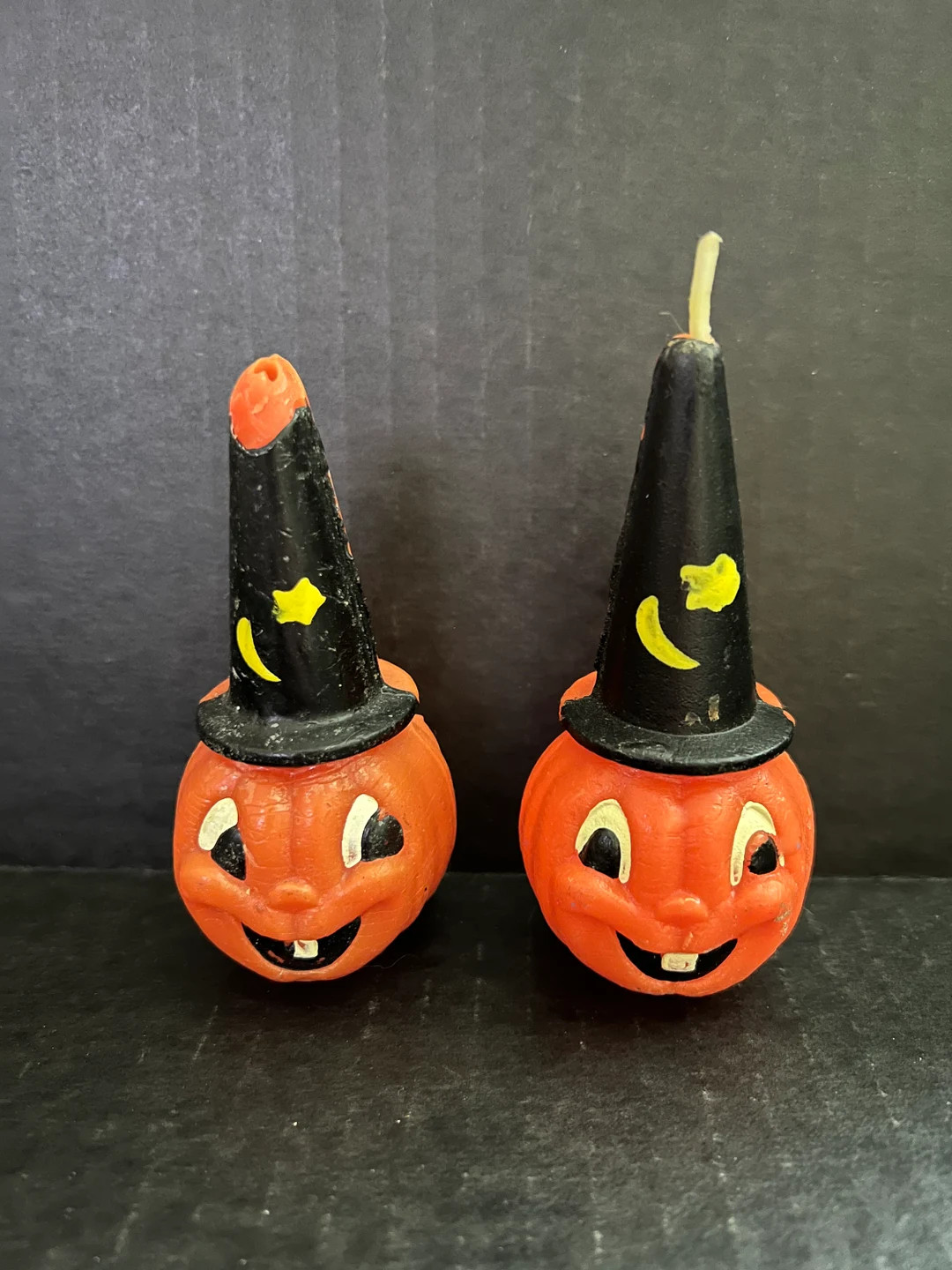 Vintage Halloween Gurley Pumpkin Candle Witch Hat Smiling - Etsy | Etsy (US)