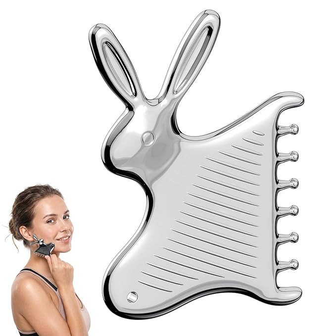 Non-Slip Grip Stainless Steel Gua Sha, 2026 Updated 4 in 1 Bunny Shaped Gua Sha Facial Tools, Coo... | Amazon (US)