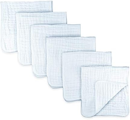 Muslin Burp Cloths 6 Pack Large 100% Cotton Hand Washcloths 6 Layers Extra Absorbent and Soft (Wh... | Amazon (US)