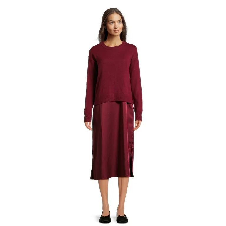 Time and Tru Women's Pullover Sweater Dress Set | Walmart (US)