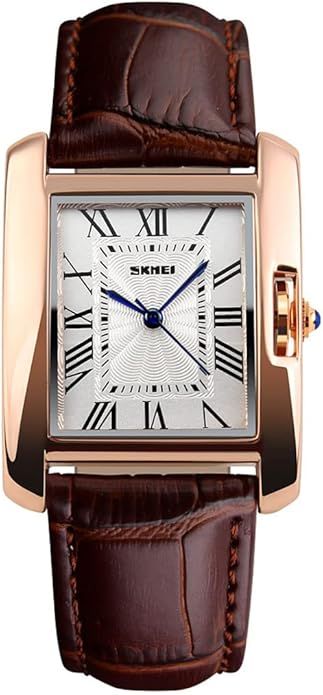 FANMIS Womens Watches Rose Gold Case Roman Numeral Luxury Wristwatch Square Brown Leather Strap W... | Amazon (US)