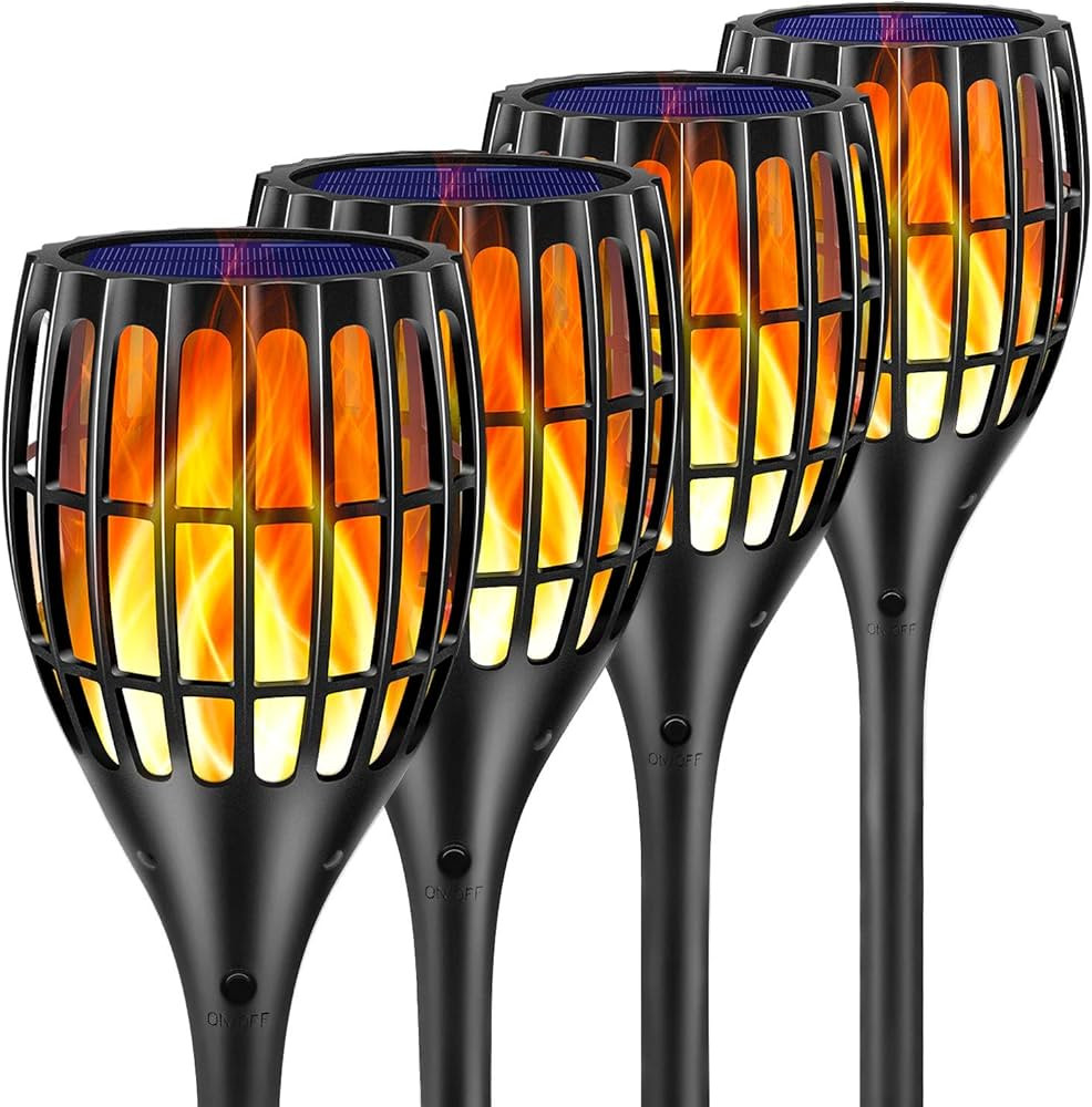 Ollivage Solar Light Outdoor Upgraded, 43" Flickering Flames Torch Light Solar Garden Lights Wate... | Amazon (US)