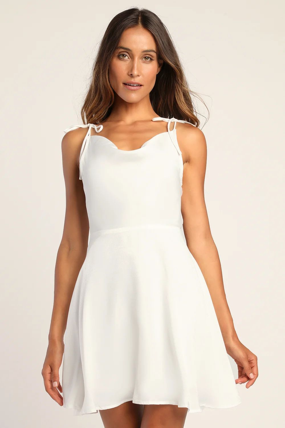 Party with Prosecco Ivory Satin Tie-Back Mini Dress | Lulus (US)