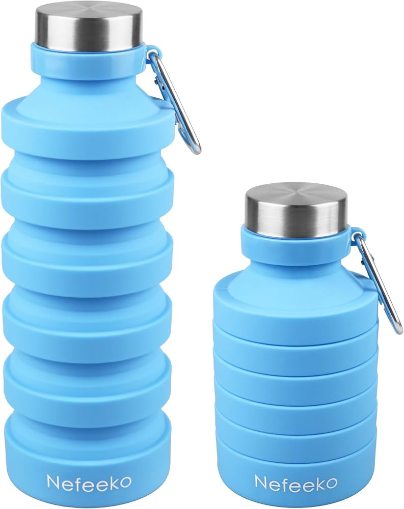 Nefeeko Collapsible Water Bottle, Reuseable BPA Free Silicone Foldable Water Bottles for Travel G... | Amazon (US)
